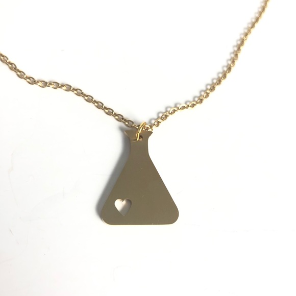 Gold Tone Scientific Heart Flask - Picture 2 of 4